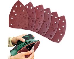 60 vellen schuurpapier geschikt voor driehoekige schuurmachines, 11 gaten, met korrelgroottes 40/60/80/120/180/240, met klittenbandbevestiging, geschikt voor Bosch PSM 100A, PSM 160, PSM 200 AES, PSM 18, PDA 180 en andere modellen.