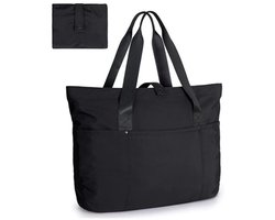 Reistas – handbagage – damestote – opvouwbare, rekbare boodschappentas – grote tote – geschikt voor werk, reizen, winkelen, school, koffieafspraakjes, enz. – zwart