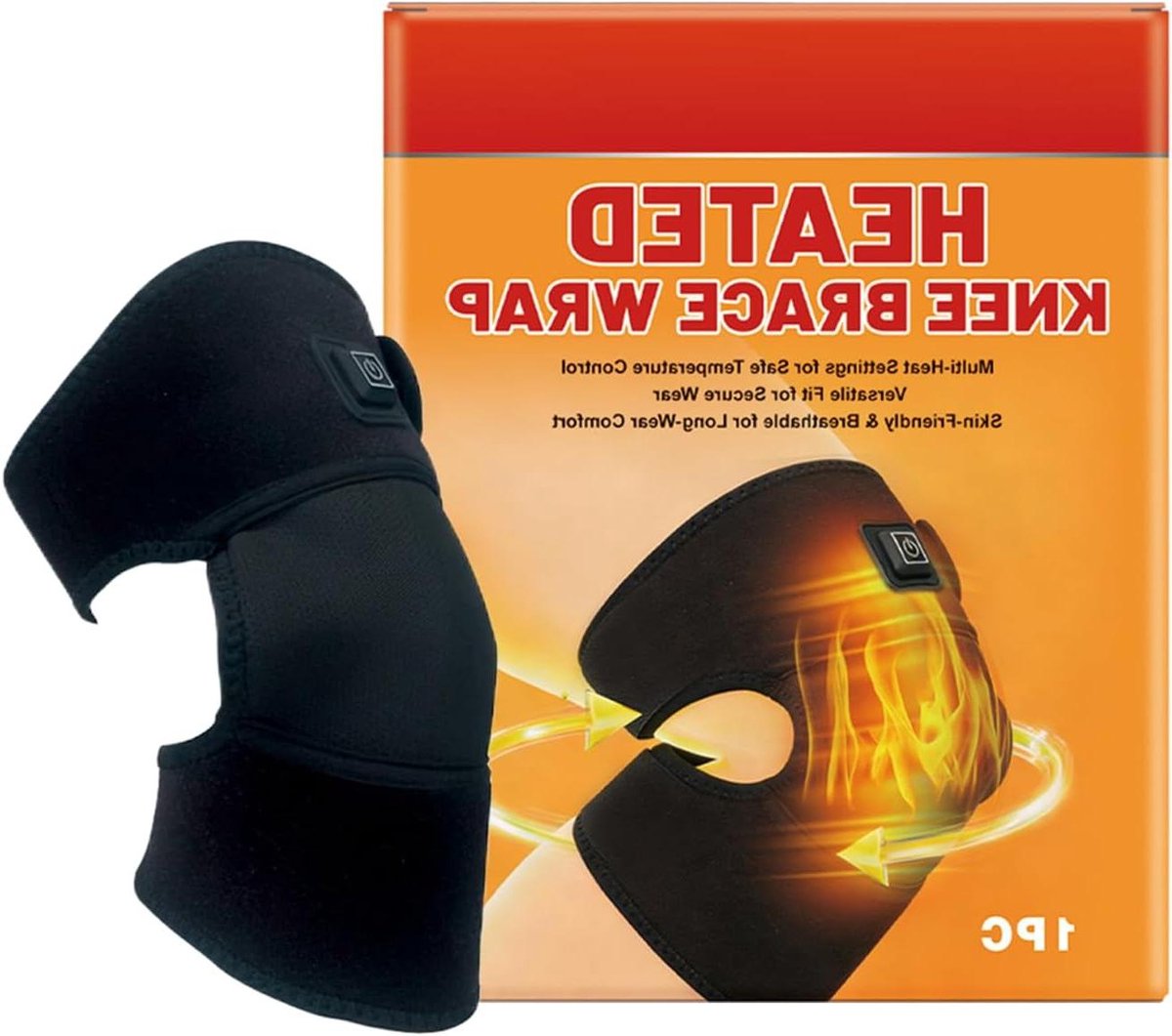Verwarmde Knie Massager - Elektrische Wrap - Spierontspanning Bevorderen - Drie Warmtestanden - 52.5 x 29.7 cm - Zwart
