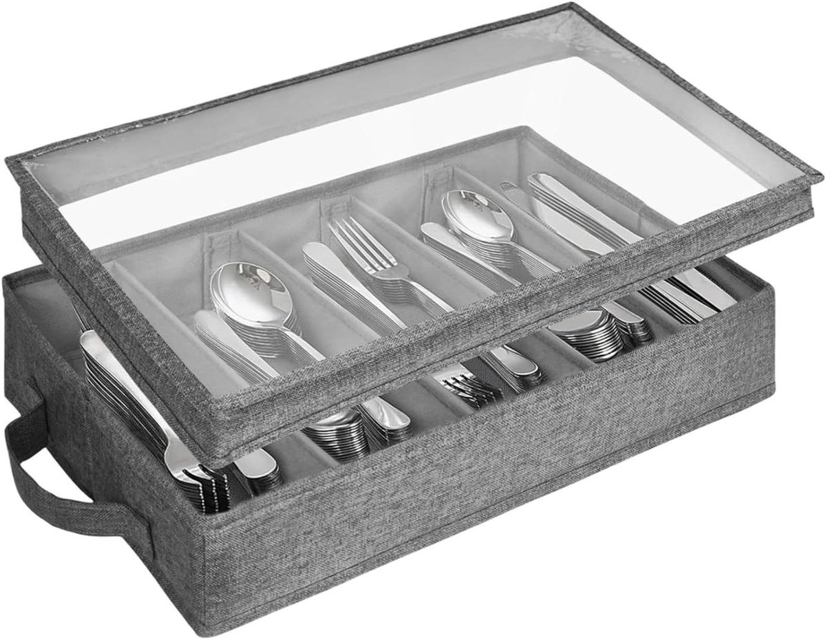 Bestek opberger - Lade organizer - Keuken ordenen - Verstelbare vakken - 42 x 22 cm - Grijs