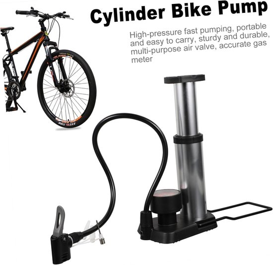Voetpomp Met Manometer - Draagbare Fietspomp - Banden Oppompen - Hoge Druk Pomp - 18 x 14.5 x 10 cm