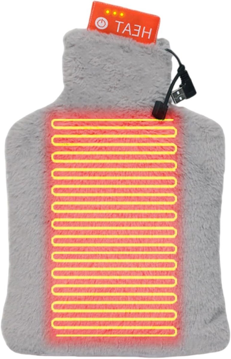 Warmwaterkruik - Oplaadbare kruik - Spieren ontspannen - Instelbare warmte - 30 x 20 cm - Grijs