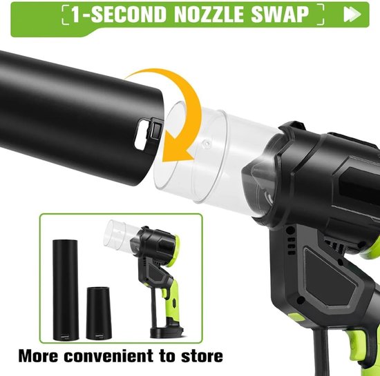 Draadloze Bladblazer - Lucht Blaser - Tuin Schoonmaken - Borstelloze Motor - 300.000 RPM - Groen — afbeelding 2