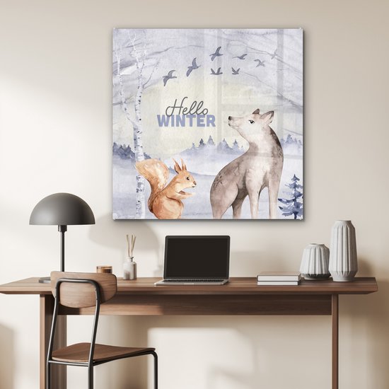 MuchoWow® Peinture sur verre - Animaux - Neige - Hiver - 90x90 cm - Peintures sur verre acrylique - Photo sur Glas
