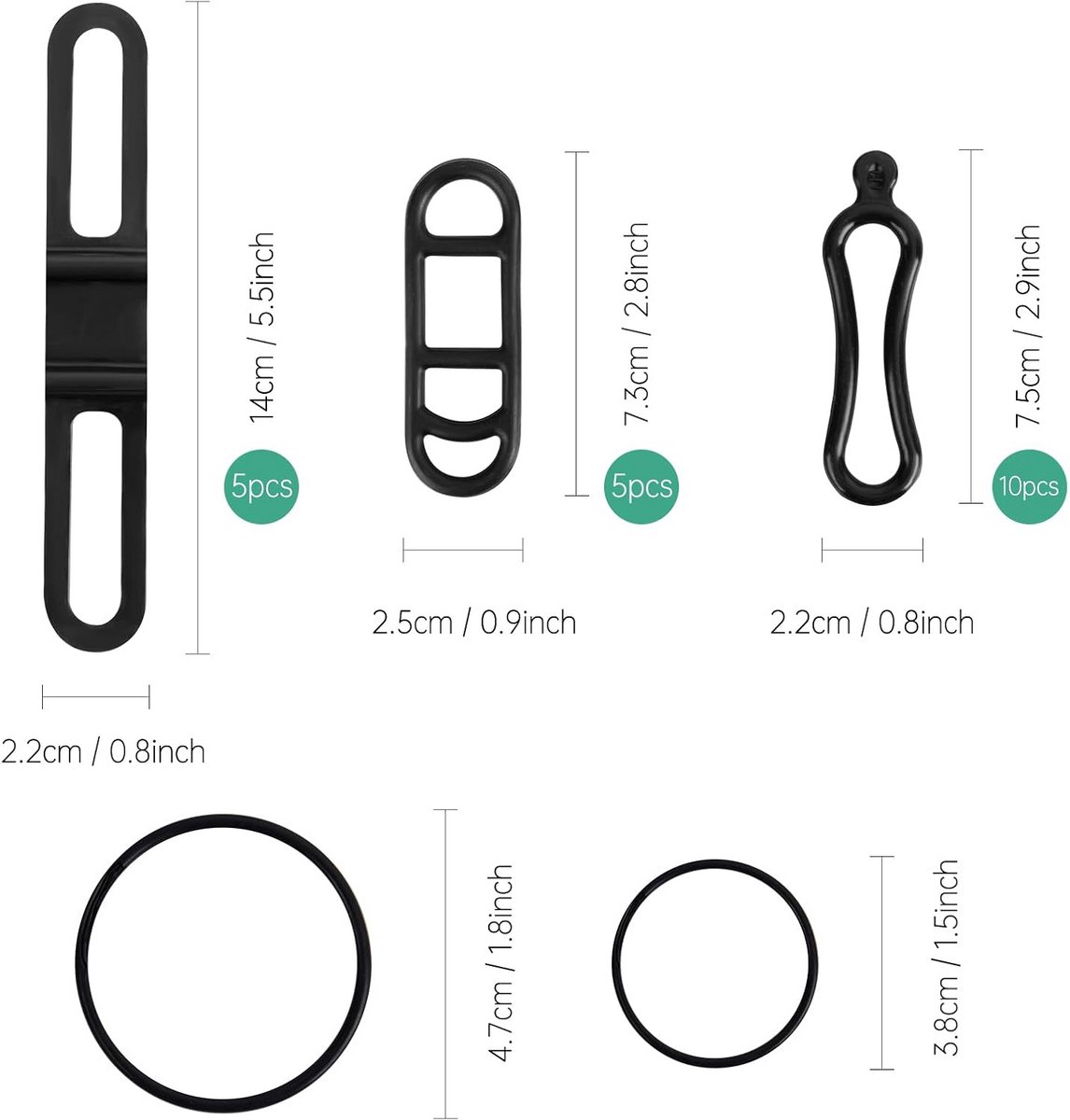 22x Siliconen Fietsbanden Set - Elastische Bevestigingsbanden voor Fietslichten en Accessoires