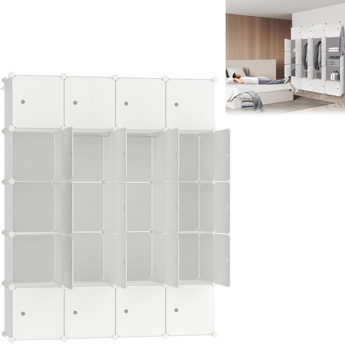 Opvouwbare Kast - Modulaire Opberger - Kleding Opbergen - Schroefloze Montage - 145 x 37 x