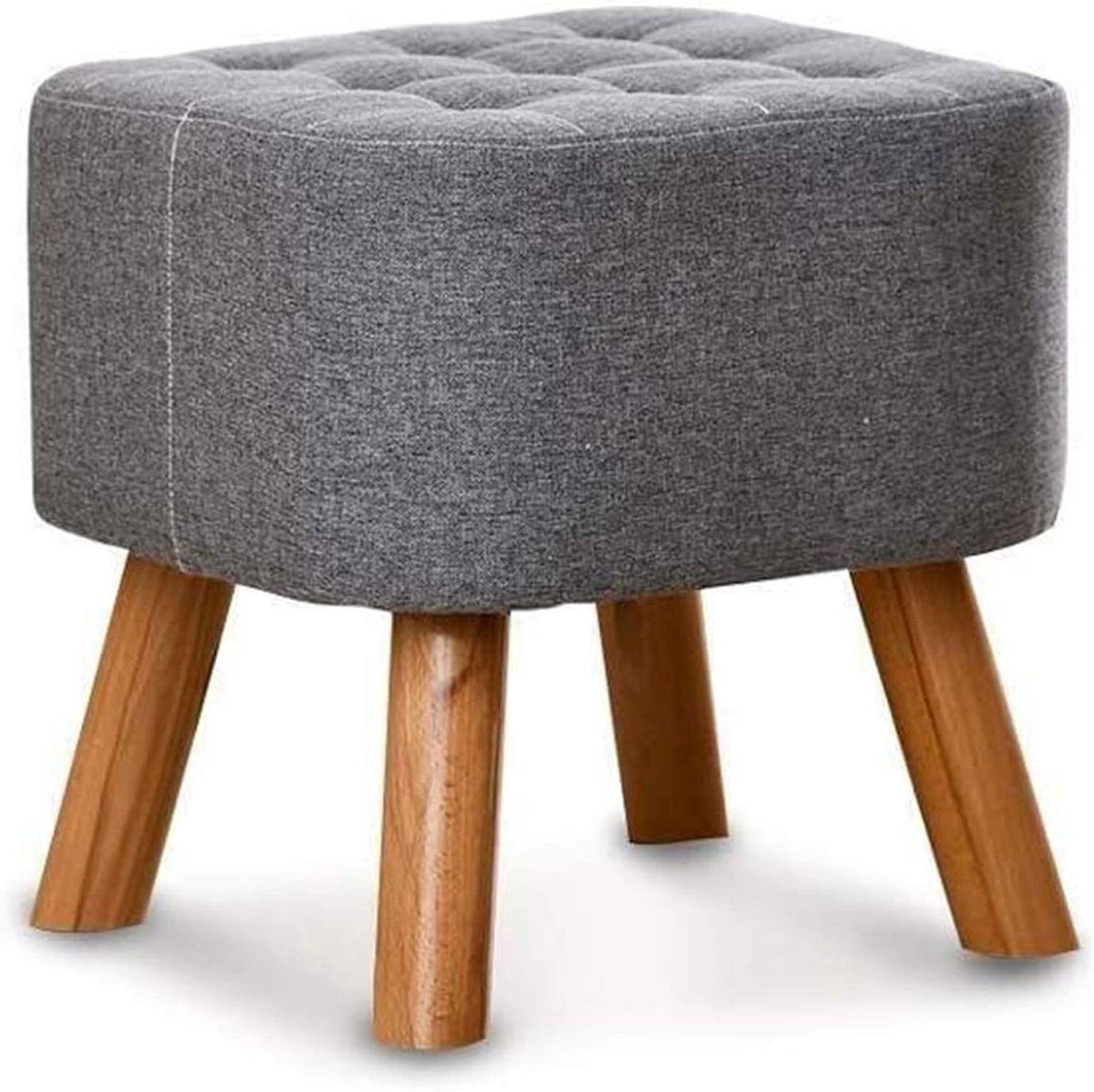 Gestoffeerde voetenbank - Zitkruk Hocker - Extra zitplaats - Multifunctioneel design - 40x40x40 cm - Grijs