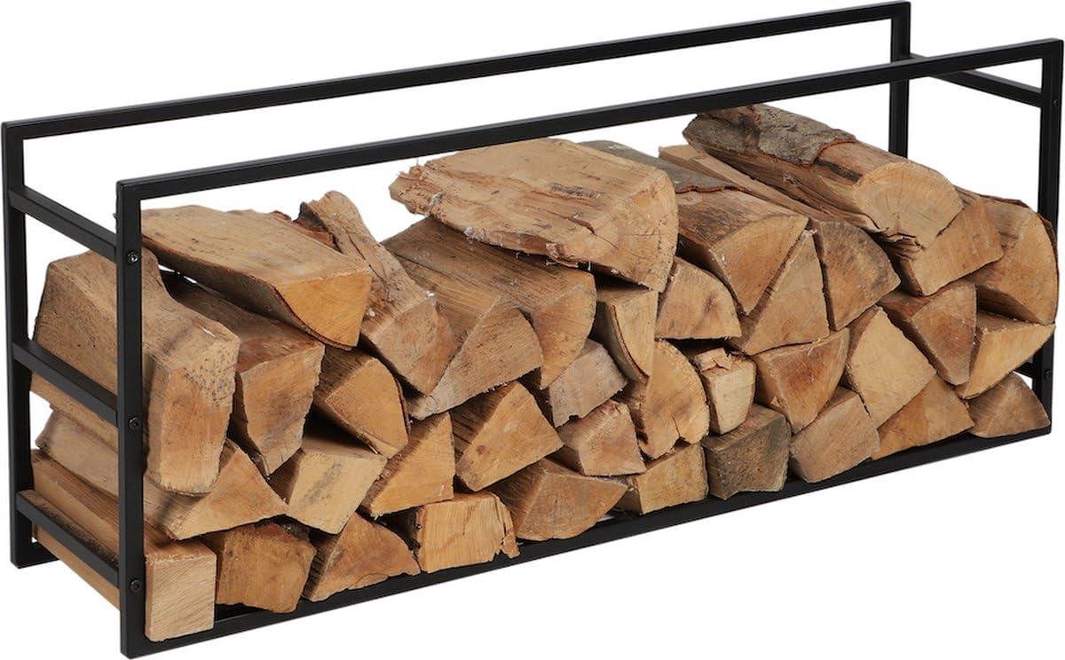 Metalen Brandhoutrek - Houtopslag Rek - Georganiseerde Opslag - Stabiele Metalen Constructie - 100 x 25 x 40 cm