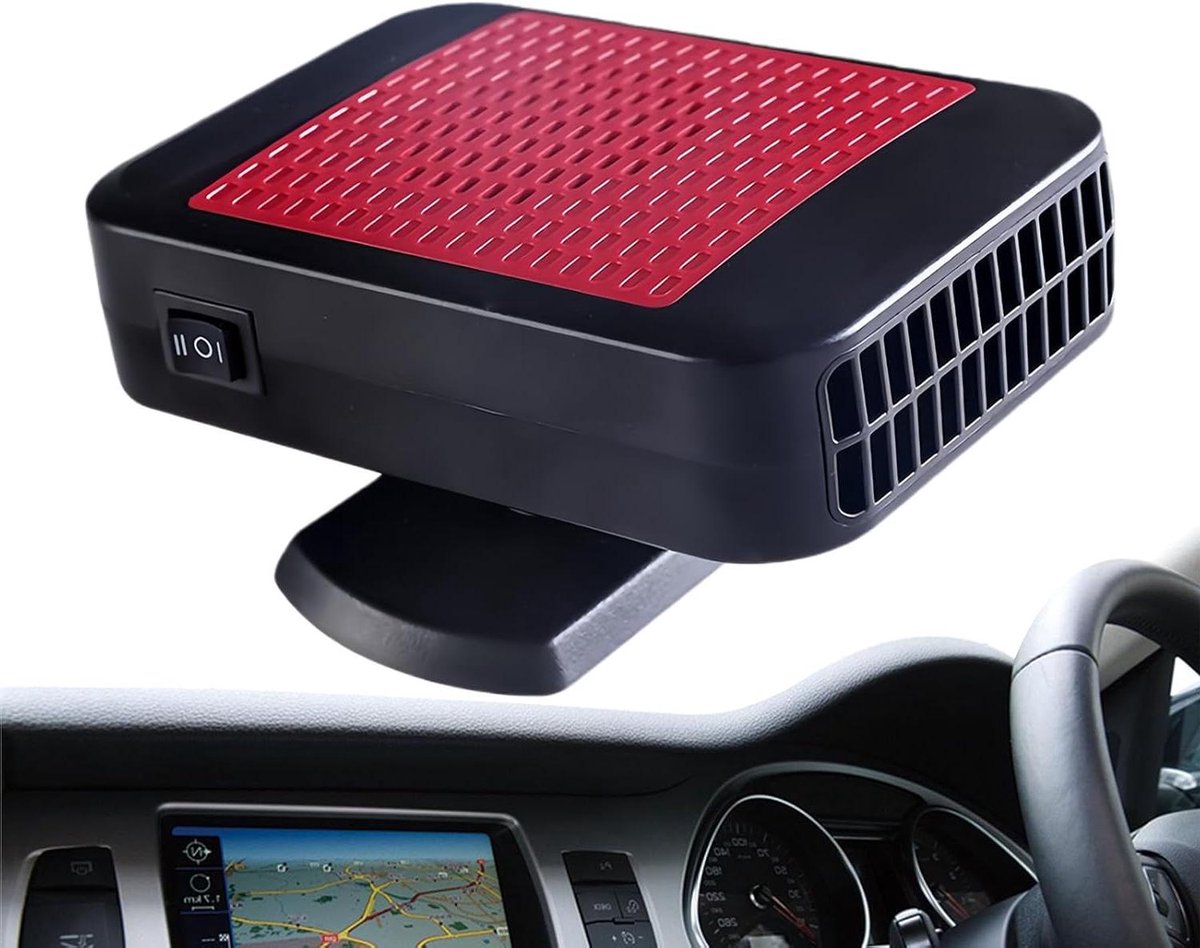 Autoverwarming - Auto Ventilator - Ramen Ontdooien - 360 Graden Draaibaar - 12V - Rood
