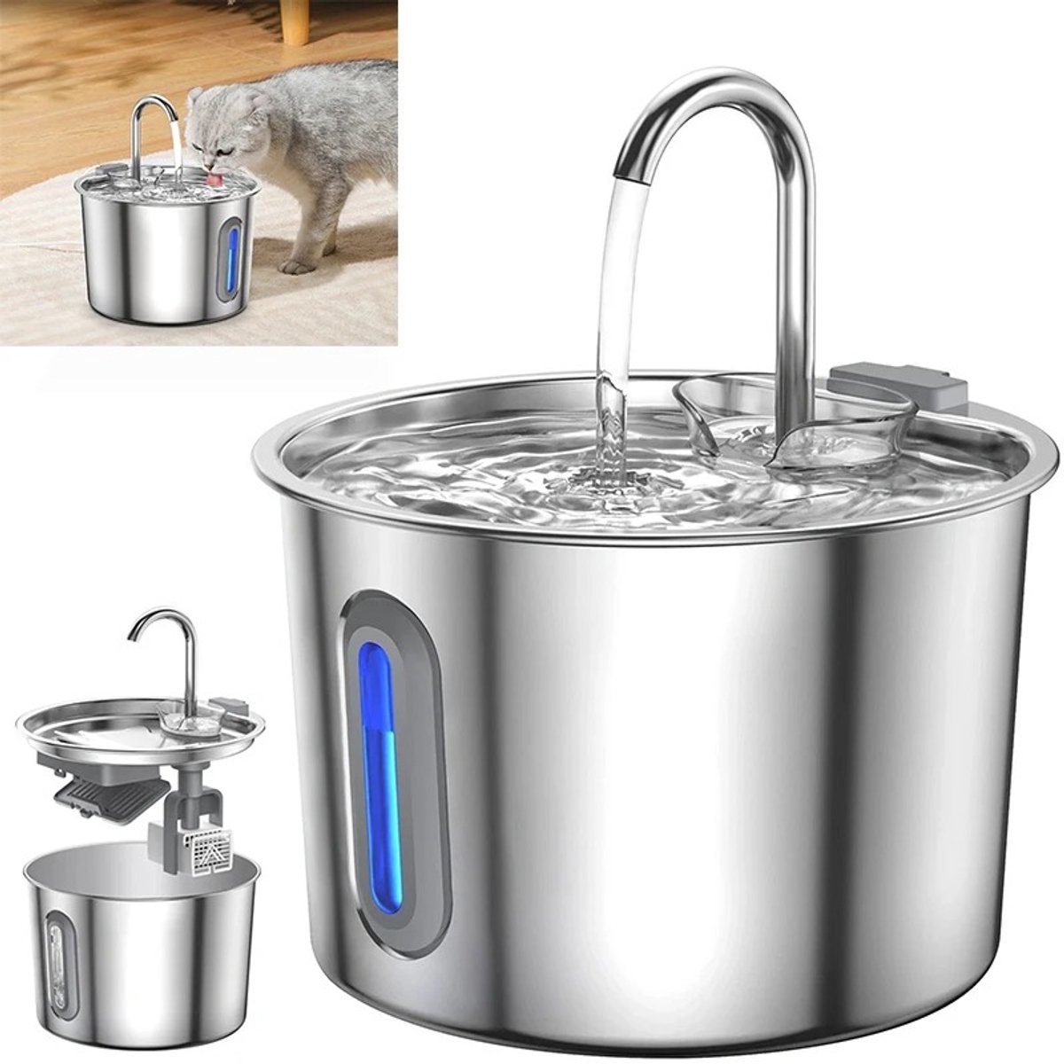 Geargalaxy Drinkfontein voor Hond en Kat - Waterfontein - Huisdierfontein - Kattenfontein.- Hondenfontein - Waterdispencer - 2.2L