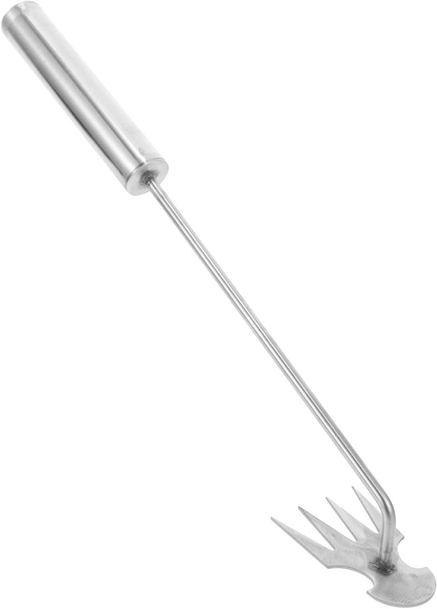 Tuingereedschap Onkruidverwijderaar - Handhark Wieden - Tuinonderhoud Gemak - Sterke V-vormige punten - 38 cm - Zilver