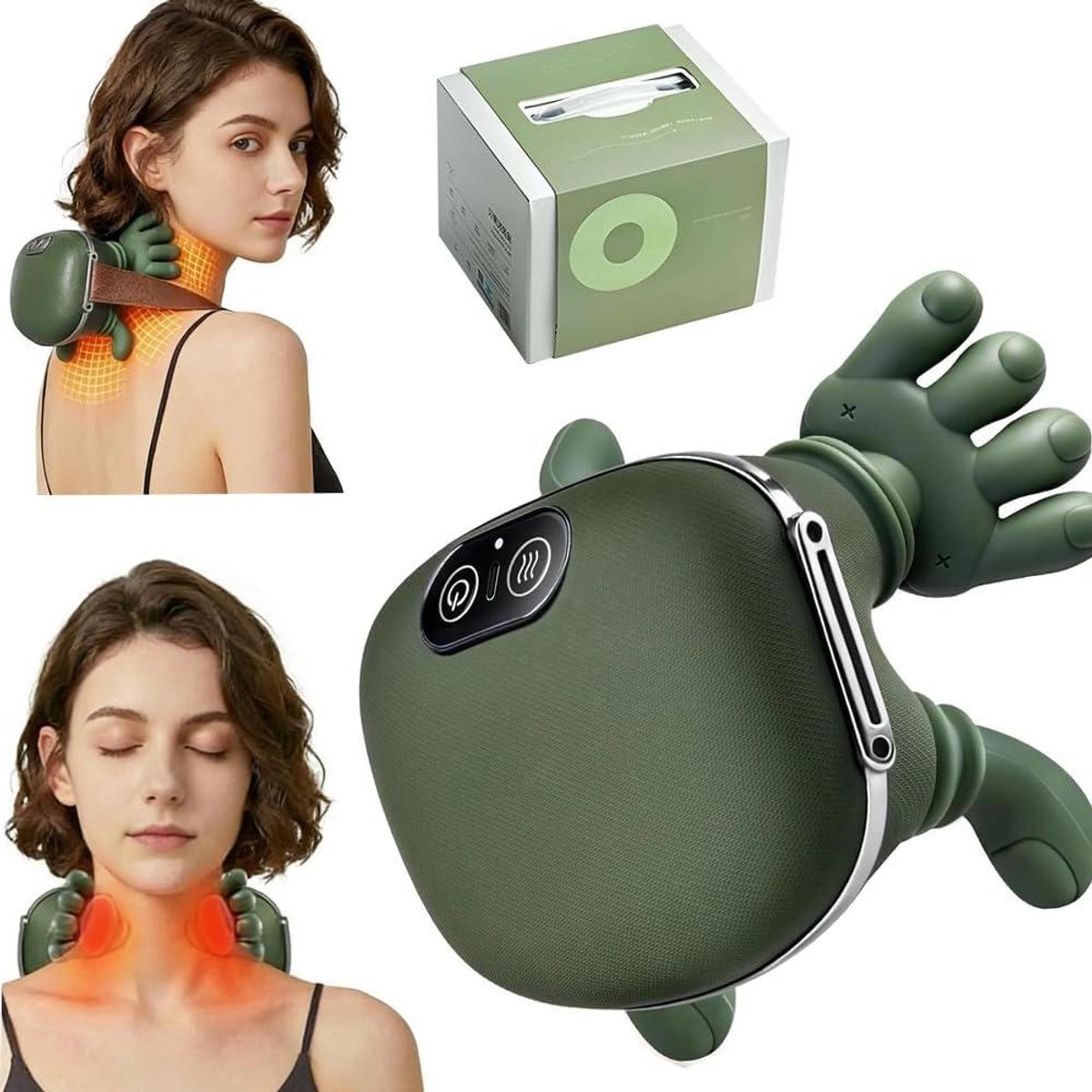 Nek Massager - Schouder Massage - Ontspanning Onderweg - 4D Handmatige Kneedmassage - 6 x 4 x 8 cm - Zwart