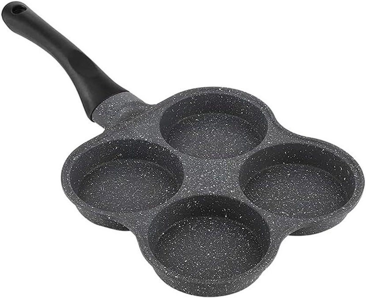 Pannenkoekenpan - Crêpe pan - Ontbijt maken - 4 eieren tegelijk - 195 cm - Zwart