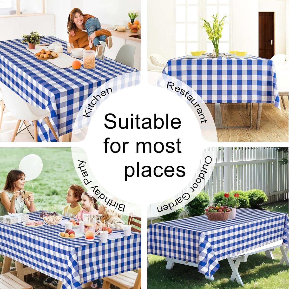 Tafelkleed - Dekkend Kleed - Buiten Eten - Waterafstotend - 140 x 200 cm - Blauw Wit