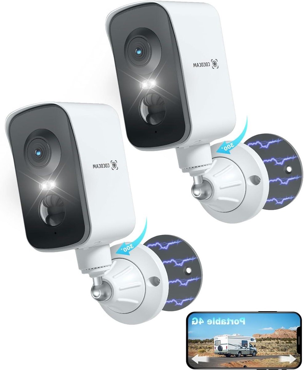 Beveiligingscamera Set - Draagbare Camera - Mobiele Bewaking - Ingebouwde Simkaart - 2 Stuks - Zwart