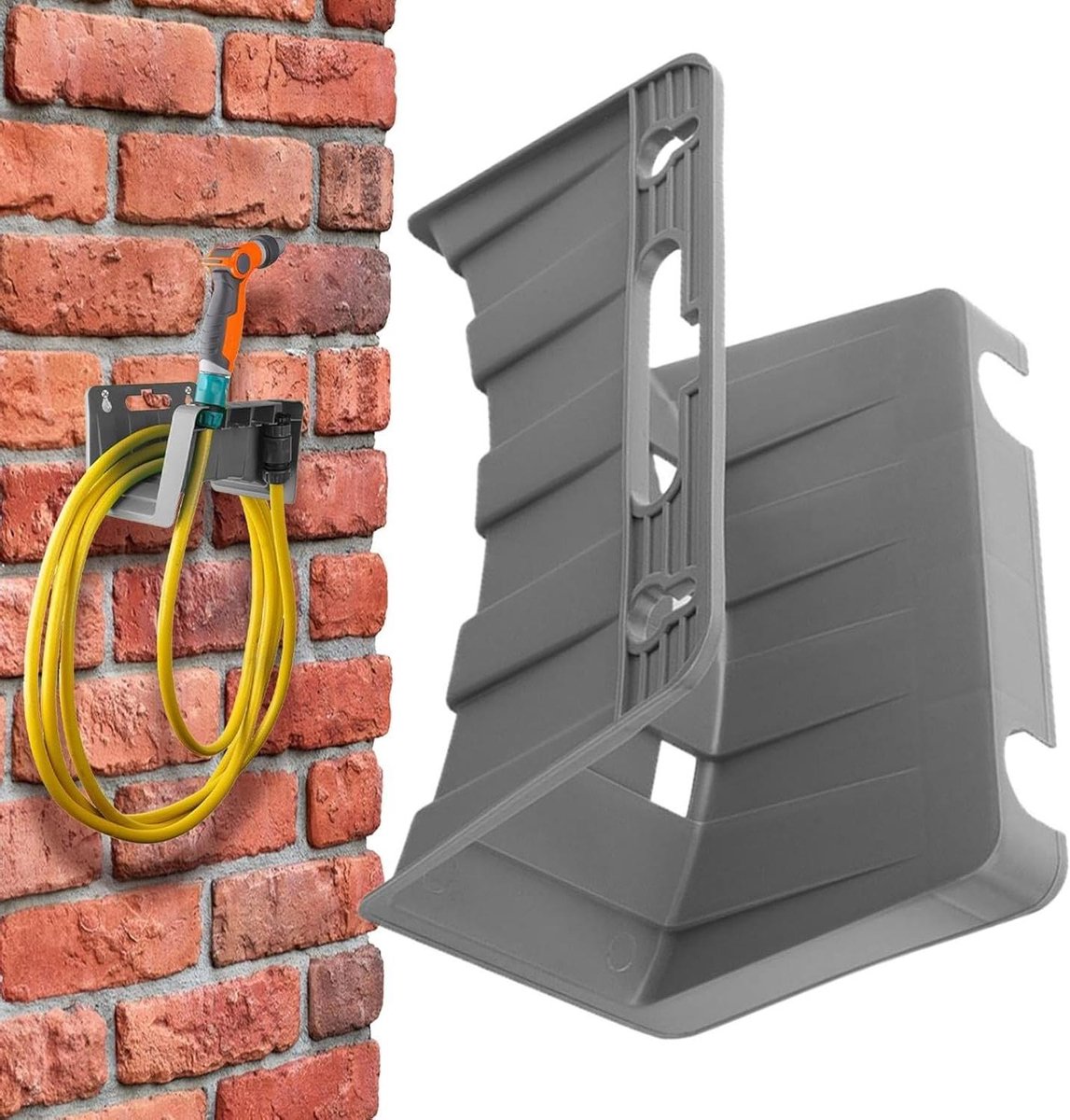 Tuinslang Hanger - Slanghouder Muur - Tuin Organiseren - Zwaar Uitgevoerd - 23x16x14 cm - Grijs