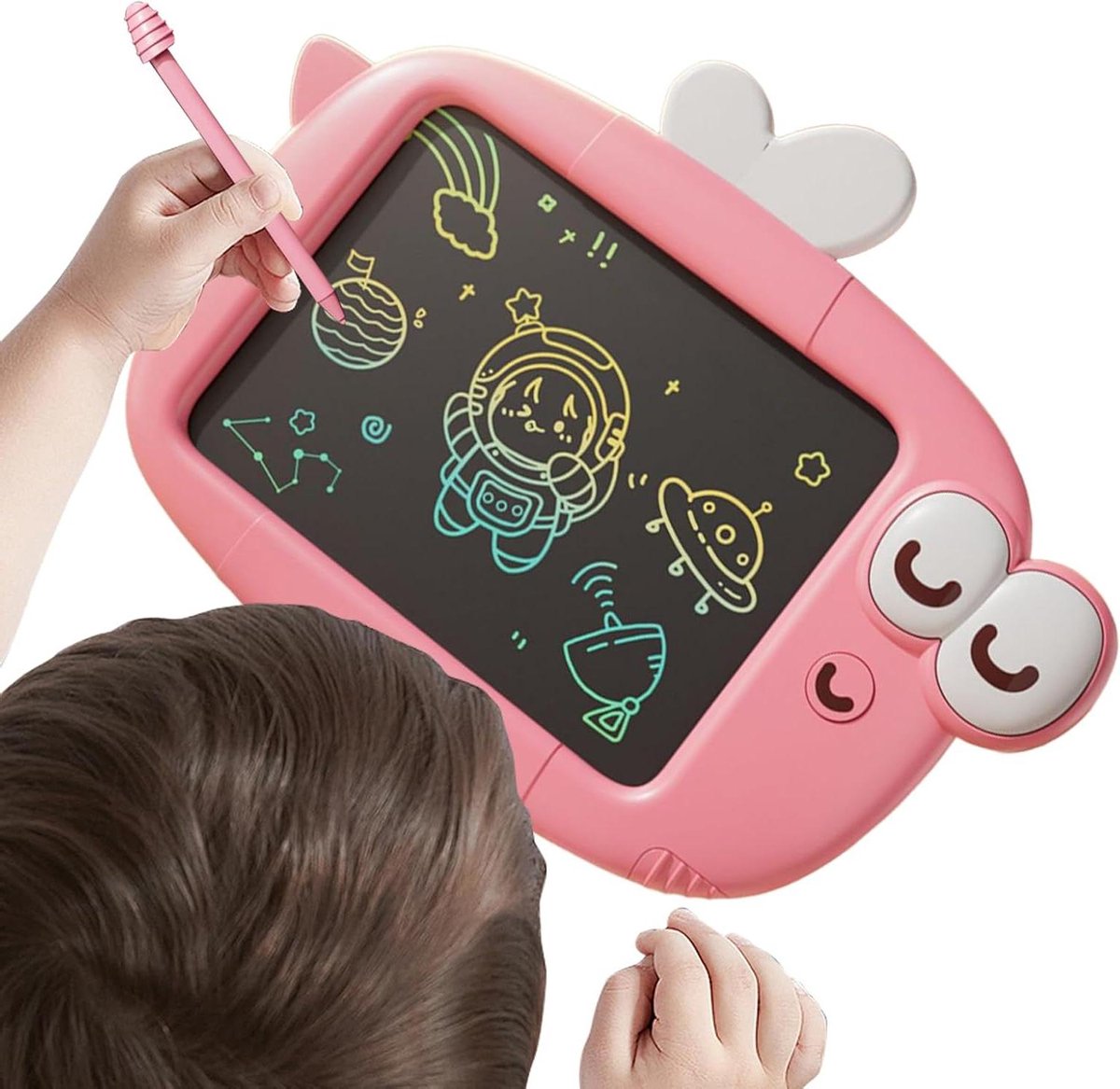 Tekentablet voor Kinderen - Schrijfbord LCD - Leren Tekenen - Zacht licht oogbescherming - 21.4 cm - Roze