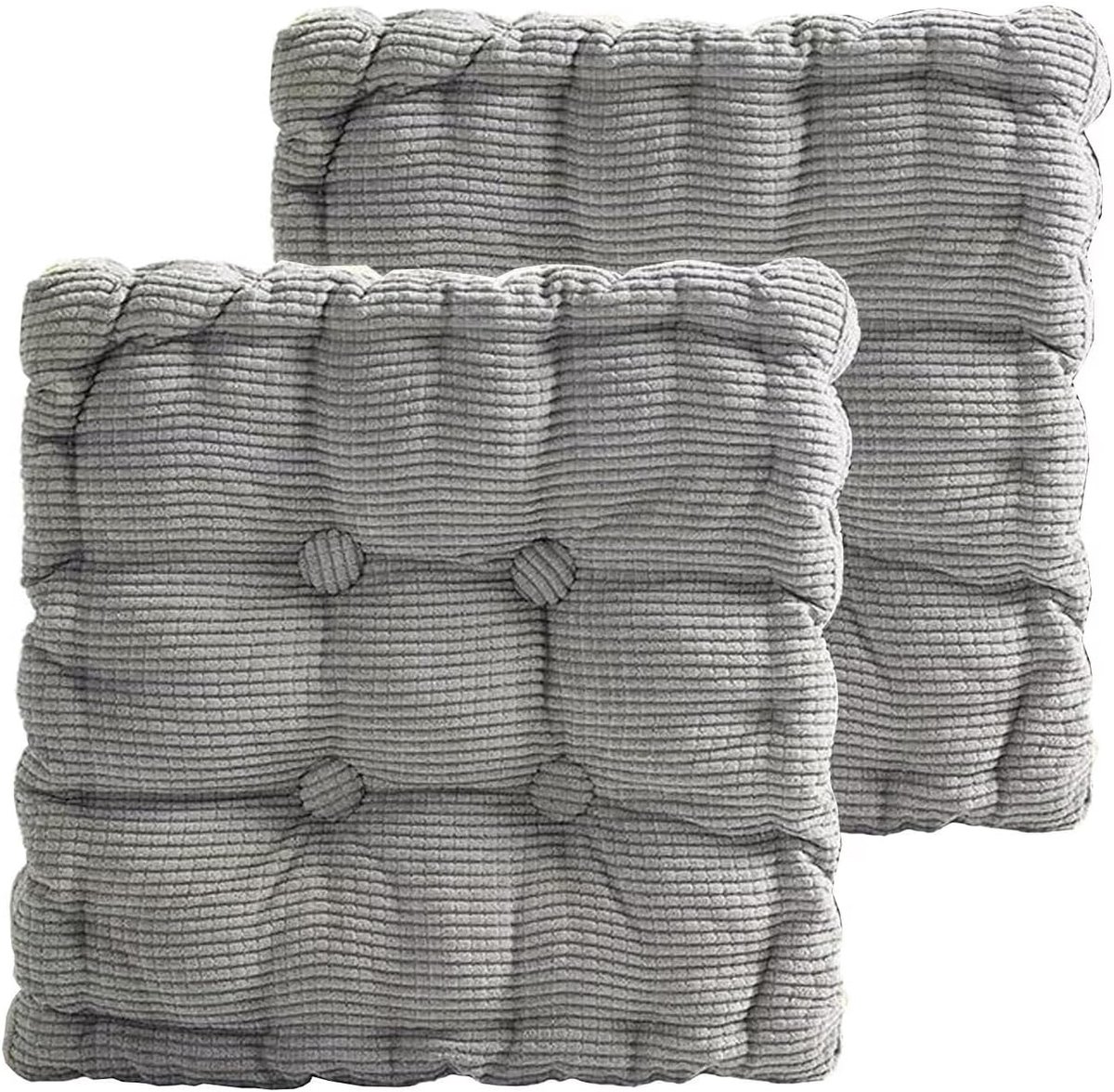 Buitenzitkussen, set van 2 stoelkussens 45x45cm, dikke kussens voor op de vloer, buitenzitkussen voor bank en tuinstoel (vierkant, lichtgrijs)