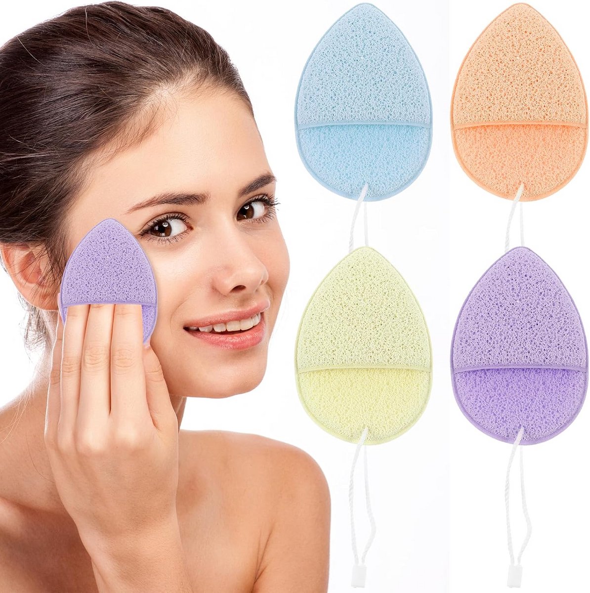 4 stuks peeling sponsset voor gezicht en lichaam - zachte reinigingssponsjes