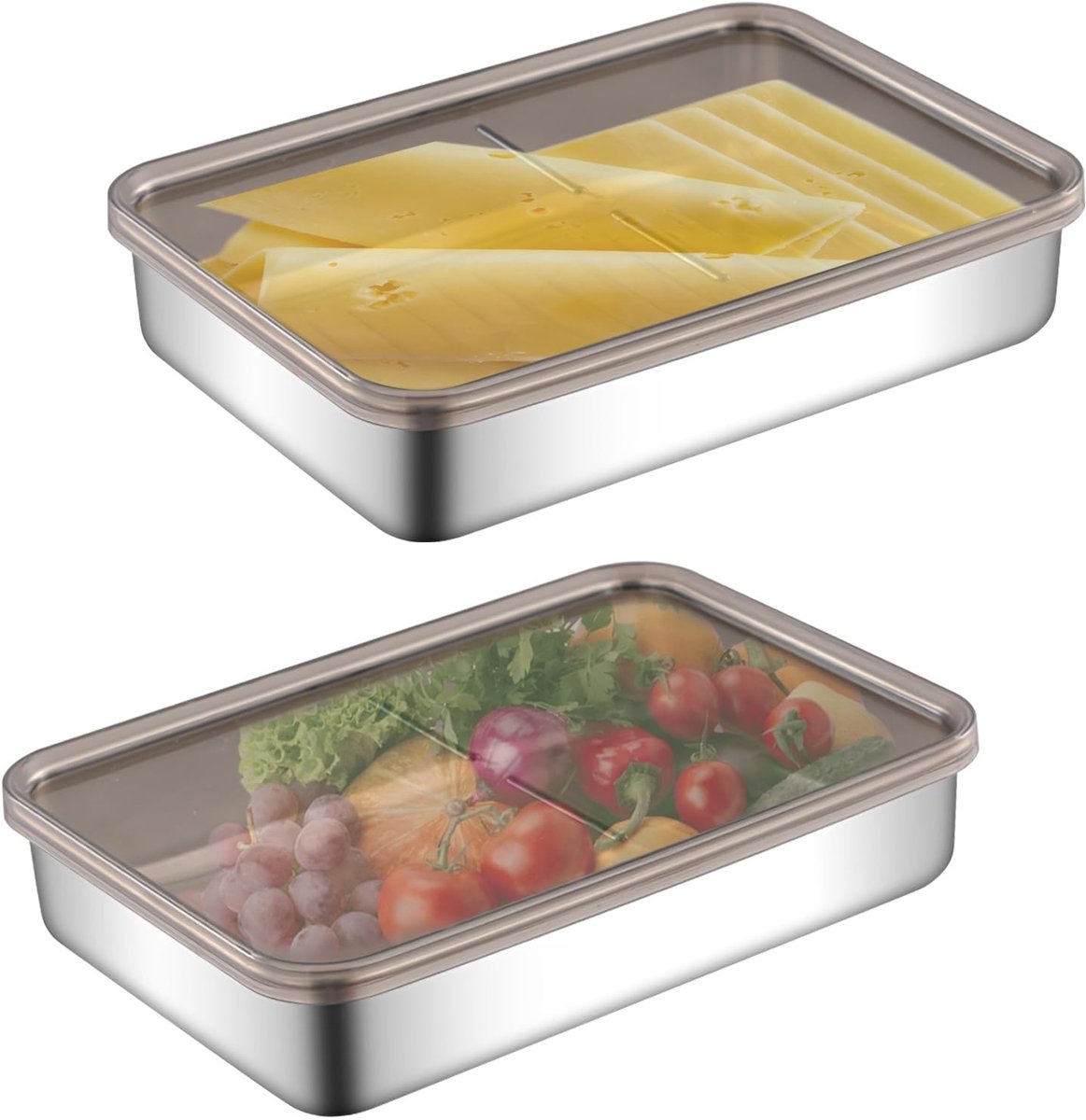 aladdien - Roestvrijstalen Voedselcontainers - Stapelbare Opbergdozen - 1100 ml Capaciteit - Ideaal voor Koelkast - Vers en Duurzaam - Geschikt voor..