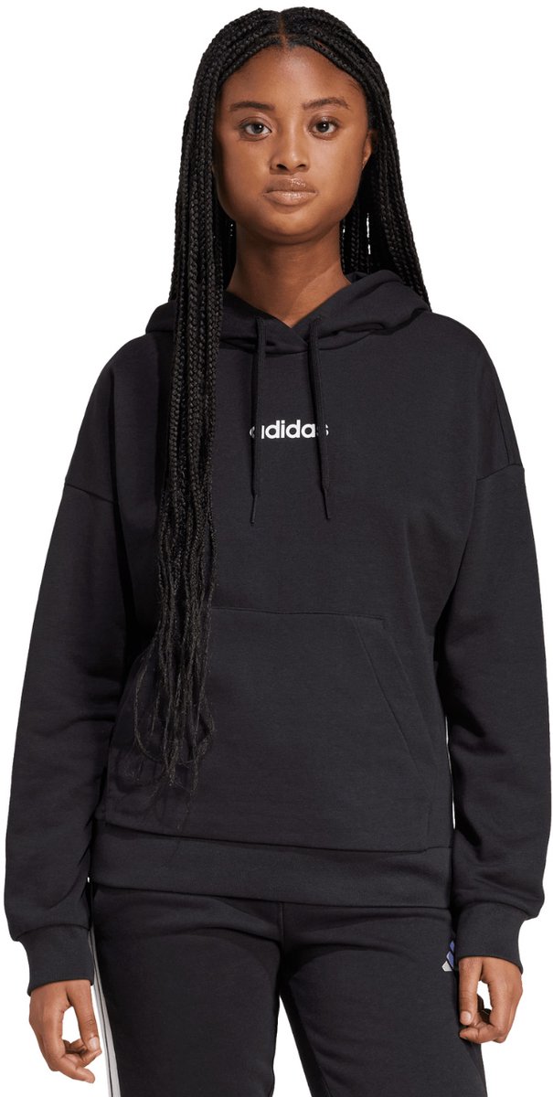 adidas Sweater Dames Essentials Linear French Terry Hoodie Zwart