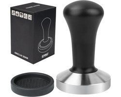 Professionele koffietamper 58mm met aluminium handvat en roestvrijstalen basis, ideaal voor espresso en barista-accessoires