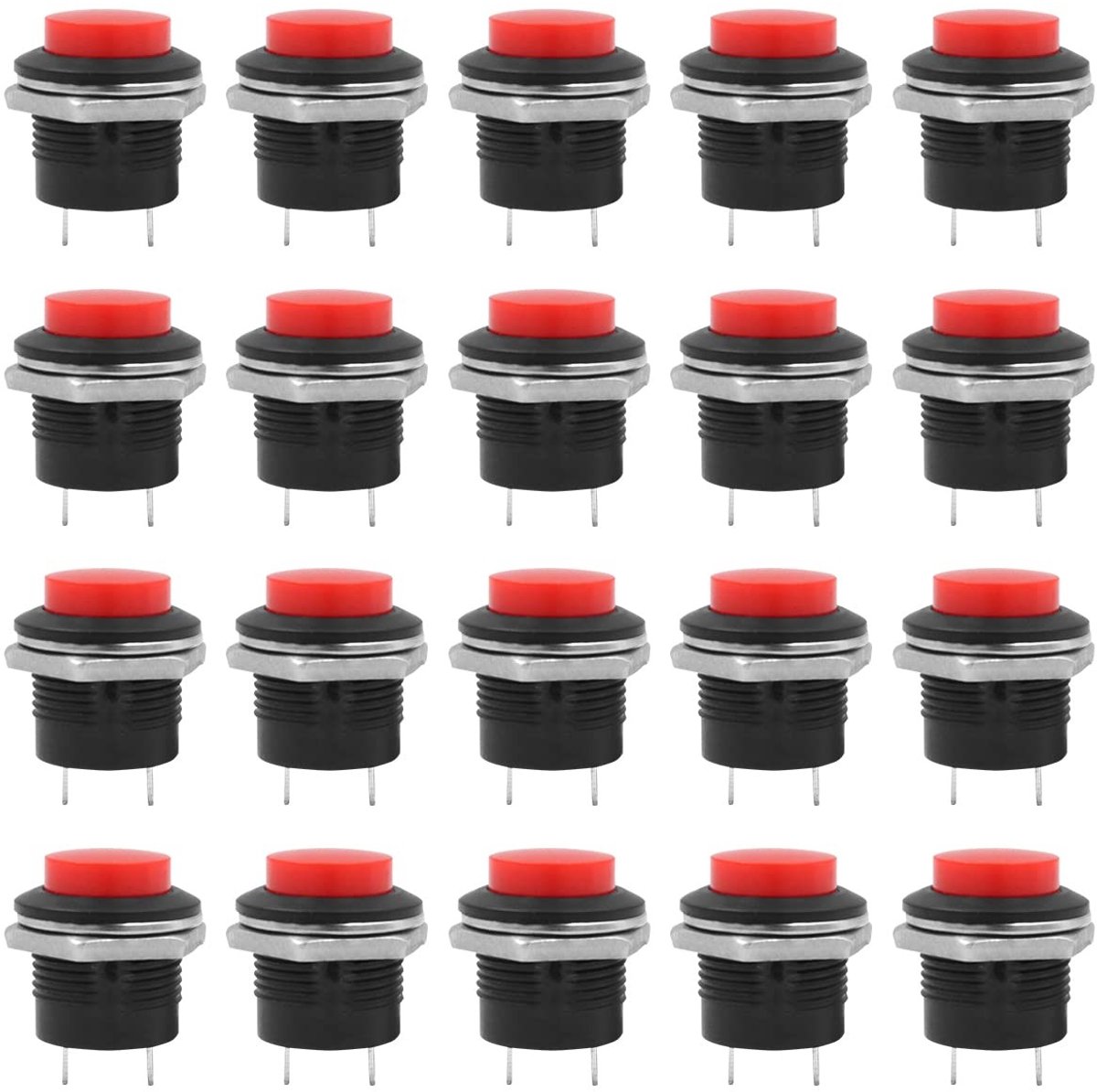 ONF3 - Drukknop - Mini ronde schakelaar - Zelfherstellend - Rood - 20PCS 16mm - Ideaal voor elektronische toepassingen - Geschikt voor auto-elek...