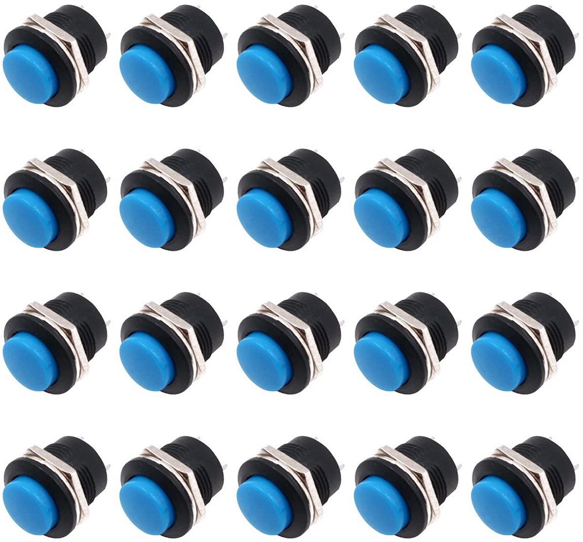 aladdien - Drukknop - Mini ronde schakelaar - Zelfherstellend - Blauw - 2Pins - 3A 250V AC - Geschikt voor diverse toepassingen