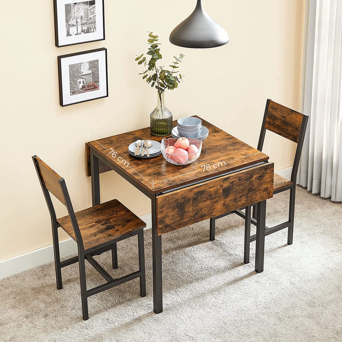 Bobbel Home Eettafel Inklapbaar - Ruimtebesparend Klaptafel - Stabiel en Stijlvol - 120x78 cm