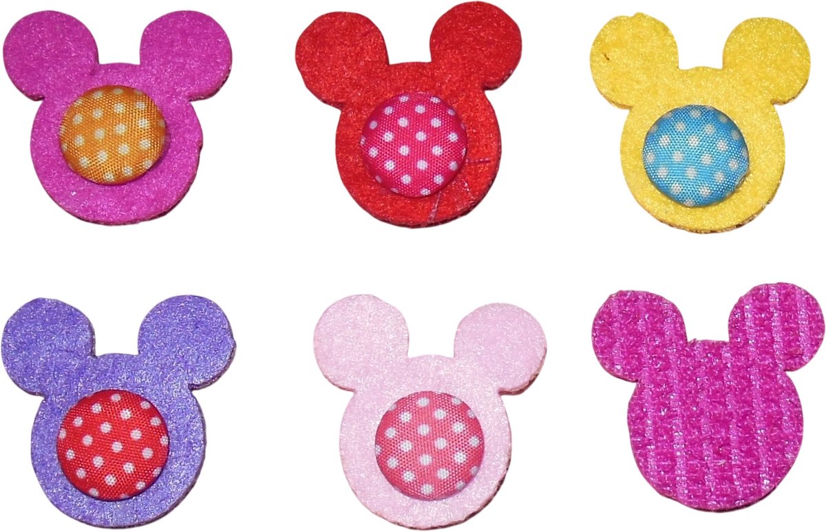 Haarversiering kinderen beertjes-vorm met klittenband diverse kleuren set van 6 stuks.