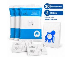 Kleanburg® - Stofzuigerzakken geschikt voor Miele GN 3-D - Classic C1, Complete C2, Complete C3, Cat and Dog - 30 Stofzuigerzakken en 6 Filters