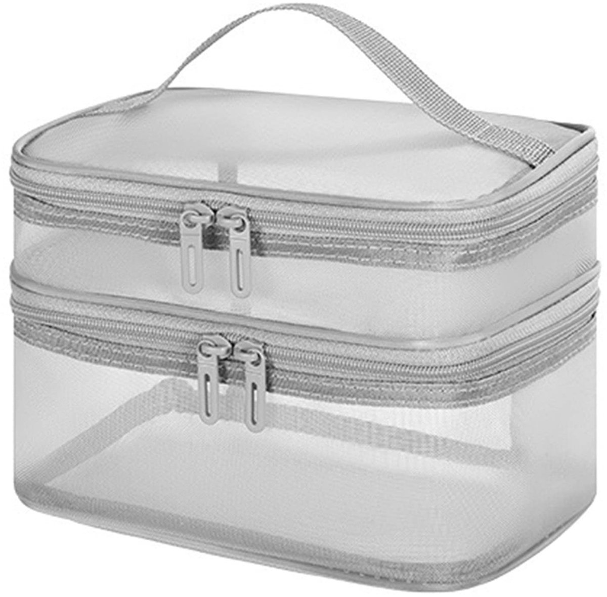 aladdien - Mesh Make-up Tas - Dubbellaags PVC - Perfect voor Reizen - Grijs - Praktische Make-uptas - Eenvoudige Classificatie - Geschikt voor Volwa..