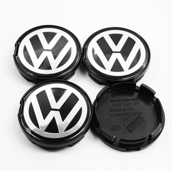 Volkswagen Wieldoppen 56 mm – Set van 4 | Zwarte Velgemblemen | Perfecte Pasvorm voor Veel VW Modellen