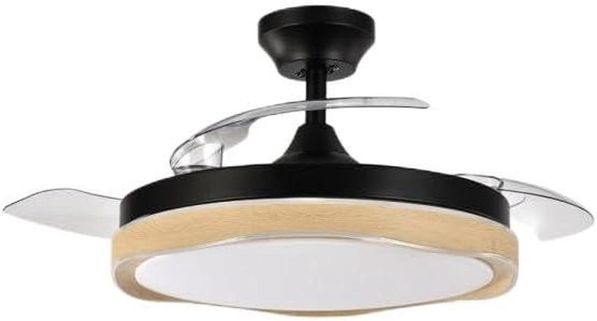 Ventilator met Licht - Zomer Koeler - Kamers Verkoelen - Verstelbare Kleurtemperatuur - 107 cm - Zwart Hout