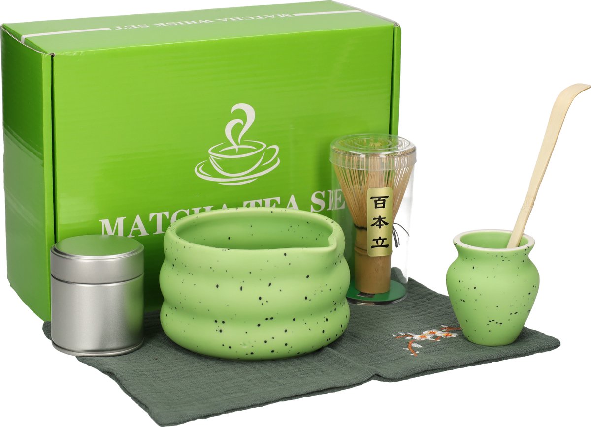 Matcha set - Matcha - Matcha klopper - Matcha whisk - Matcha starterkit - Matcha kom - 8 in 1 - Complete set - groene matcha set - bamboe klopper matcha