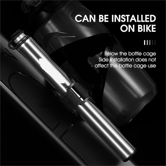 Draagbare Fietspomp - Mini Bandenpomp - Fietsbanden Oppompen - 160PSI Aluminium - Compact Formaat - Zilver — afbeelding 4
