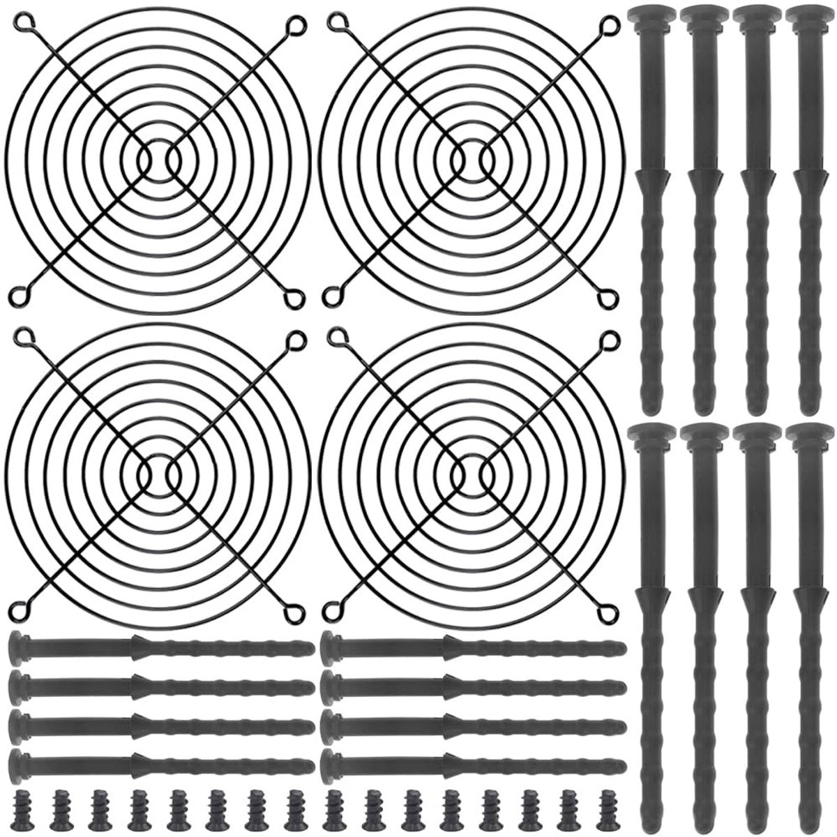 aladdien - Zwarte Finger Grills - Beschermende Grill met Schroeven - 140mm - Voor PC Koelventilator - Ideale Ventilatie - Geschikt voor Computercomp...