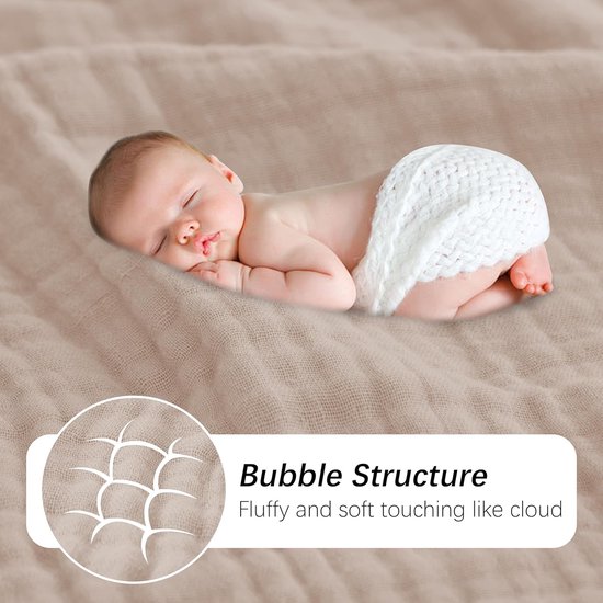 Baby Badjas - Hydrofiele Doeken - Baby Verzorgen - Capless Design - 100x100 cm - Bruin — afbeelding 3