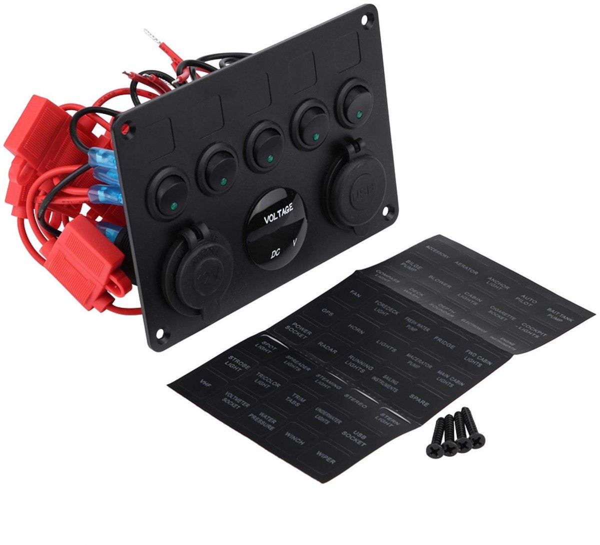 aladdien - Tilt Switch - Schakelaar voor Auto Boot en Truck - Dual USB Voltmeter - Groen Licht - 12-24V - Betrouwbare On/Off Schakelaar - Ideaal voo...