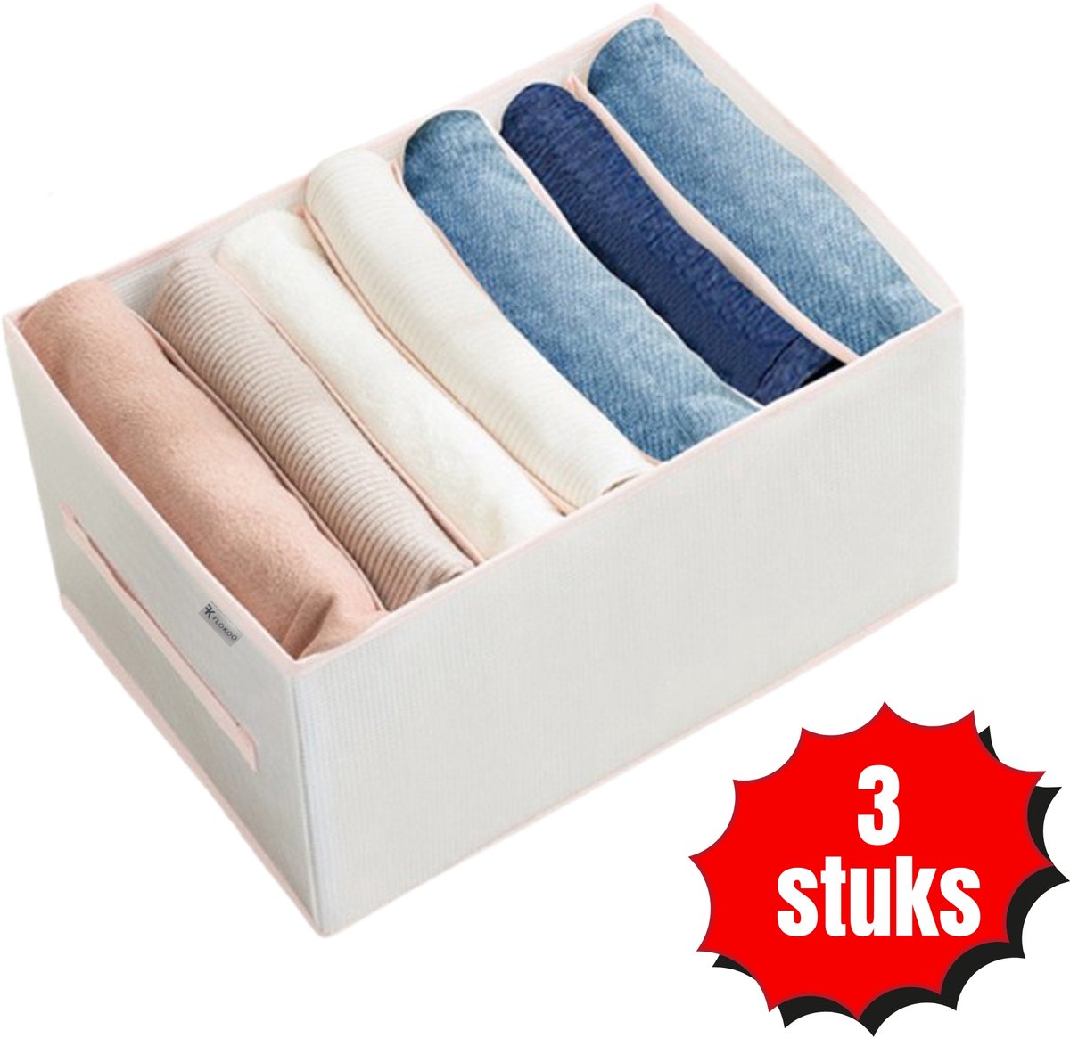 Kleding organizer - 3 stuks - Wit - Opberger voor Broeken, T-shirts, Overhemden en Topjes