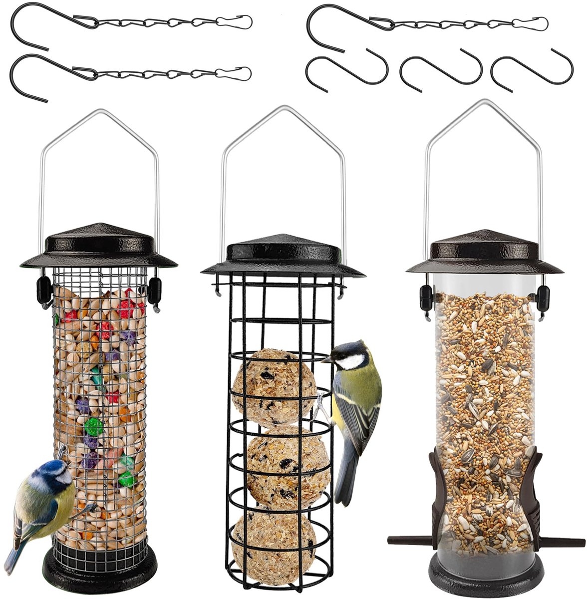aladdien - Vogelvoederstation - Eekhoorn feeder - Weerbestendig - Koffie - Mesh vogelvoeder - Geschikt voor kleine vogels - 30 x 13 x 30 cm
