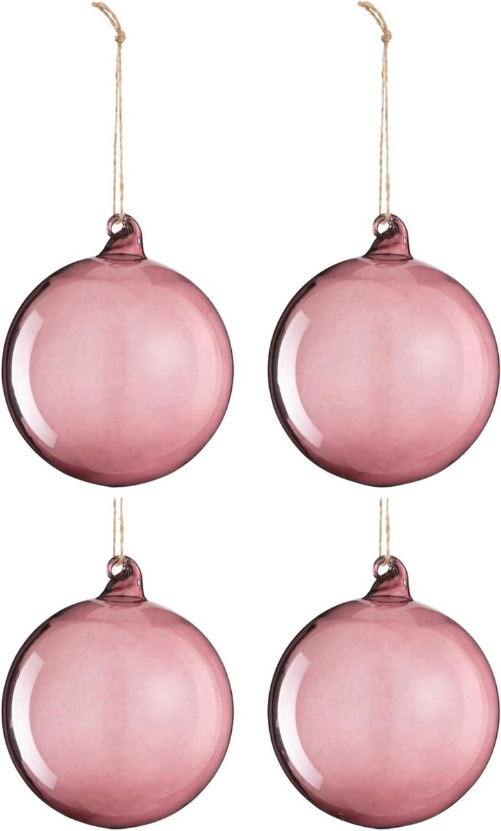 Kerstballen Glas - Decoratie Ballen - Kerstboom Versieren - Set van 6 - 10 cm - Paars