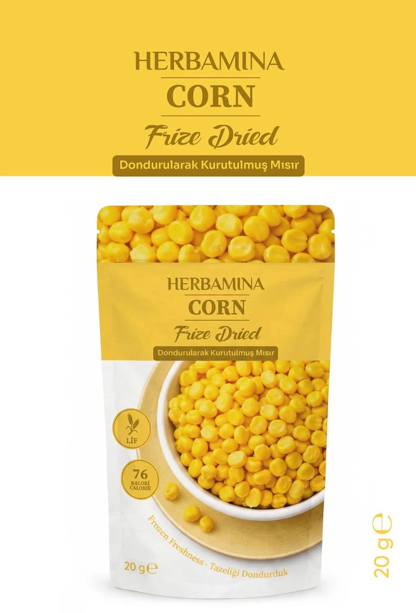 Herbamina Gevriesdroogde Maïs Snack – Freeze Dried Corn 20g – 100% Maïs – Knapperige Groentesnack – Vegan