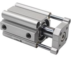 Pneumatische cilinder - Dubbele aandrijfstang - Industriële toepassingen - Compact ontwerp - 35 mm slag - Zilverkleurig