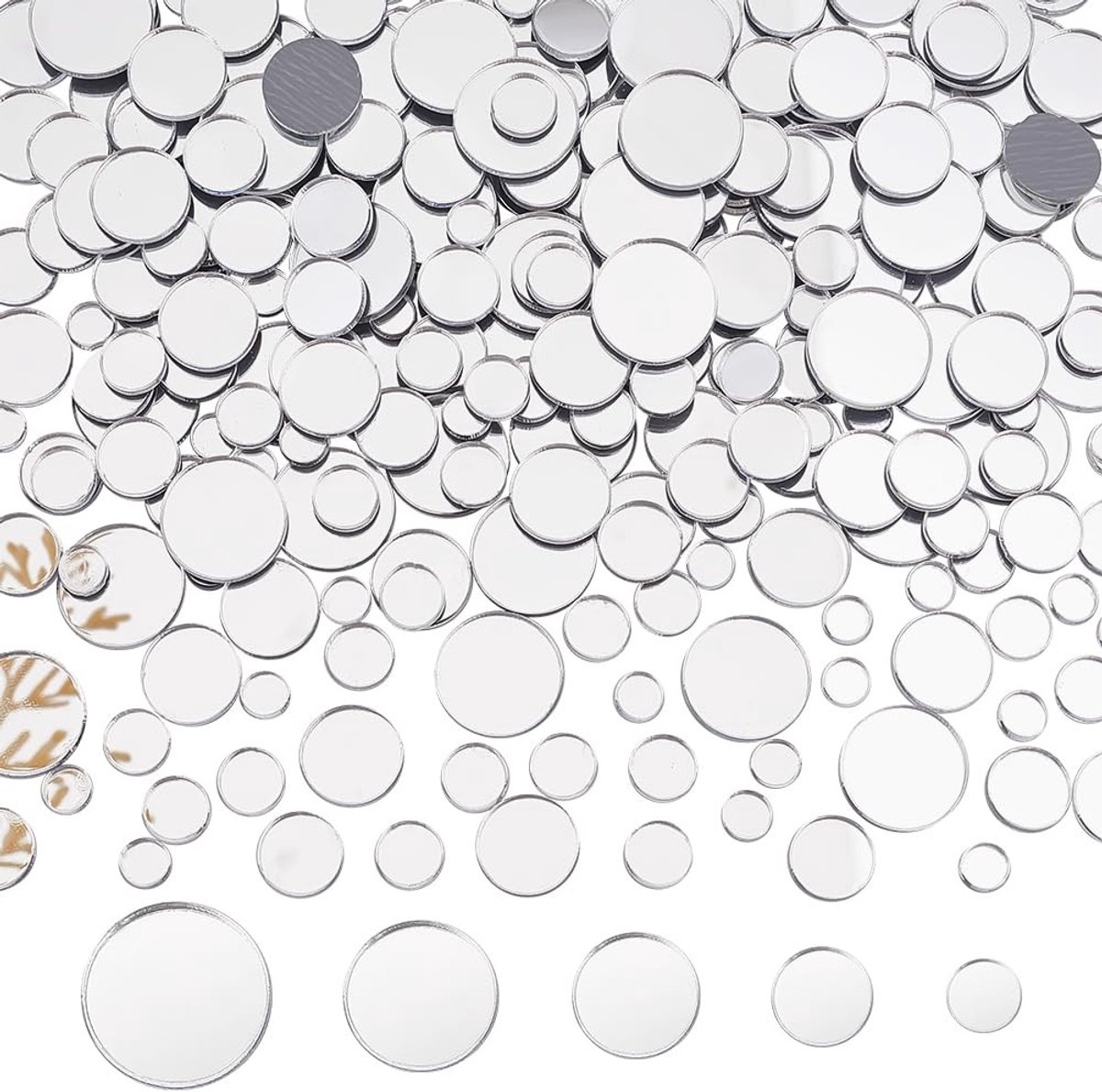 aladdien - Mini spiegeltegels - 250 stuks - Transparant - Acryl ronde spiegel cirkels - Perfect voor DIY en huisdecoratie