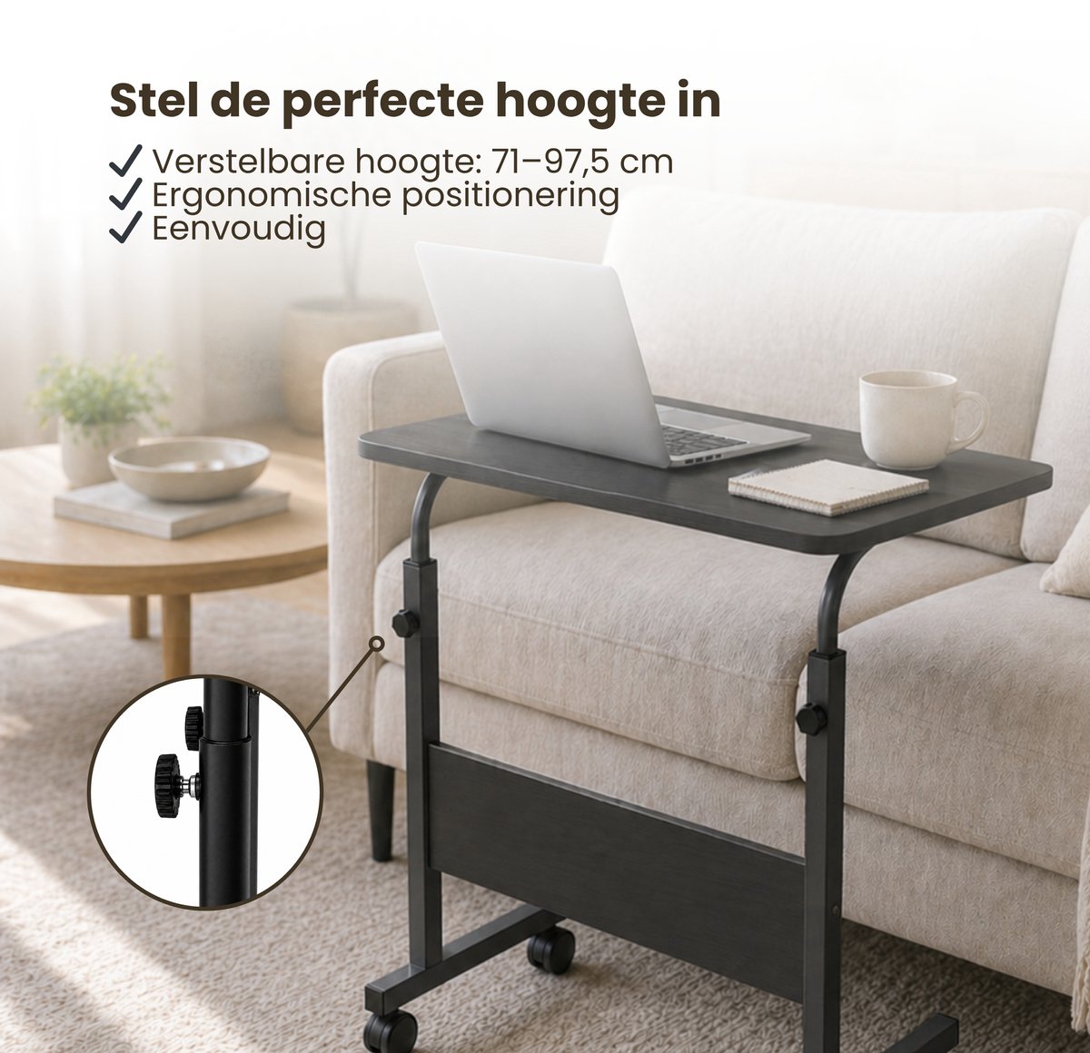 Laptoptafel Laptoptafel Zwart Walnoot Bedtafel - afbeelding 4