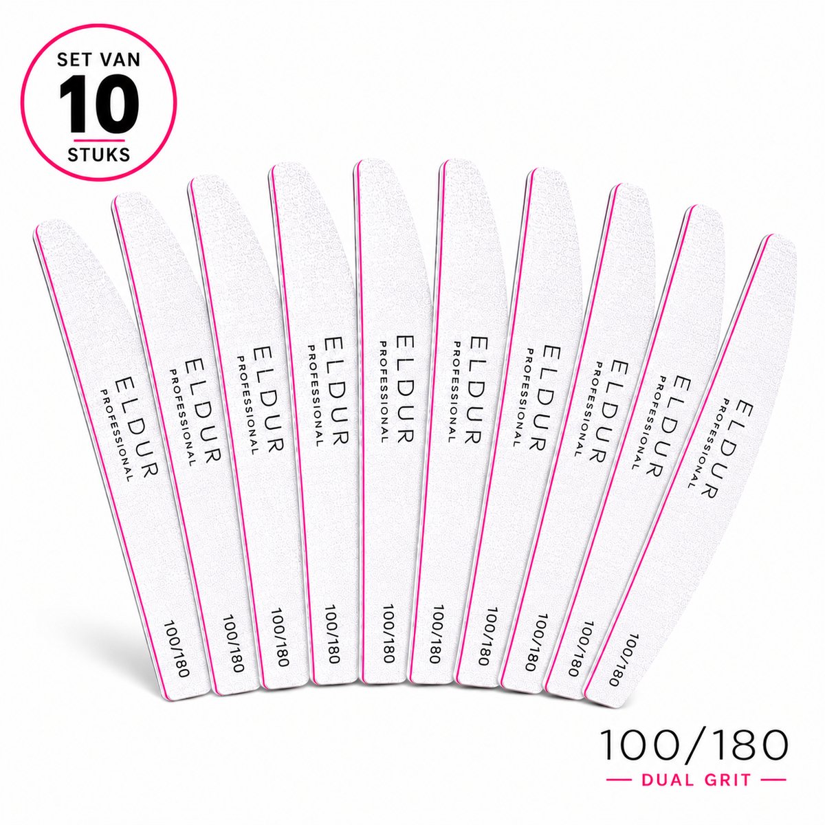 Eldur® Professionele Nagelvijl 10pcs - Moon #100/180 - Nagelverzorging - Top Kwaliteit