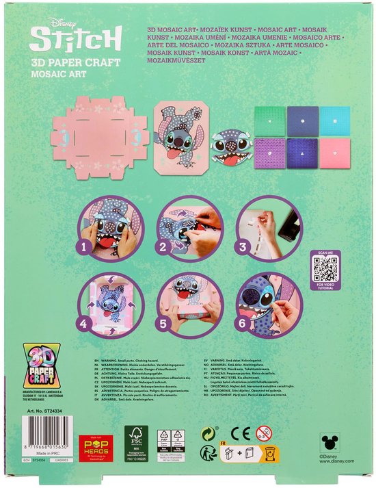 Canenco Stitch 3D mozaïek knutselset voor kinderen - creatieve speelgoedset.