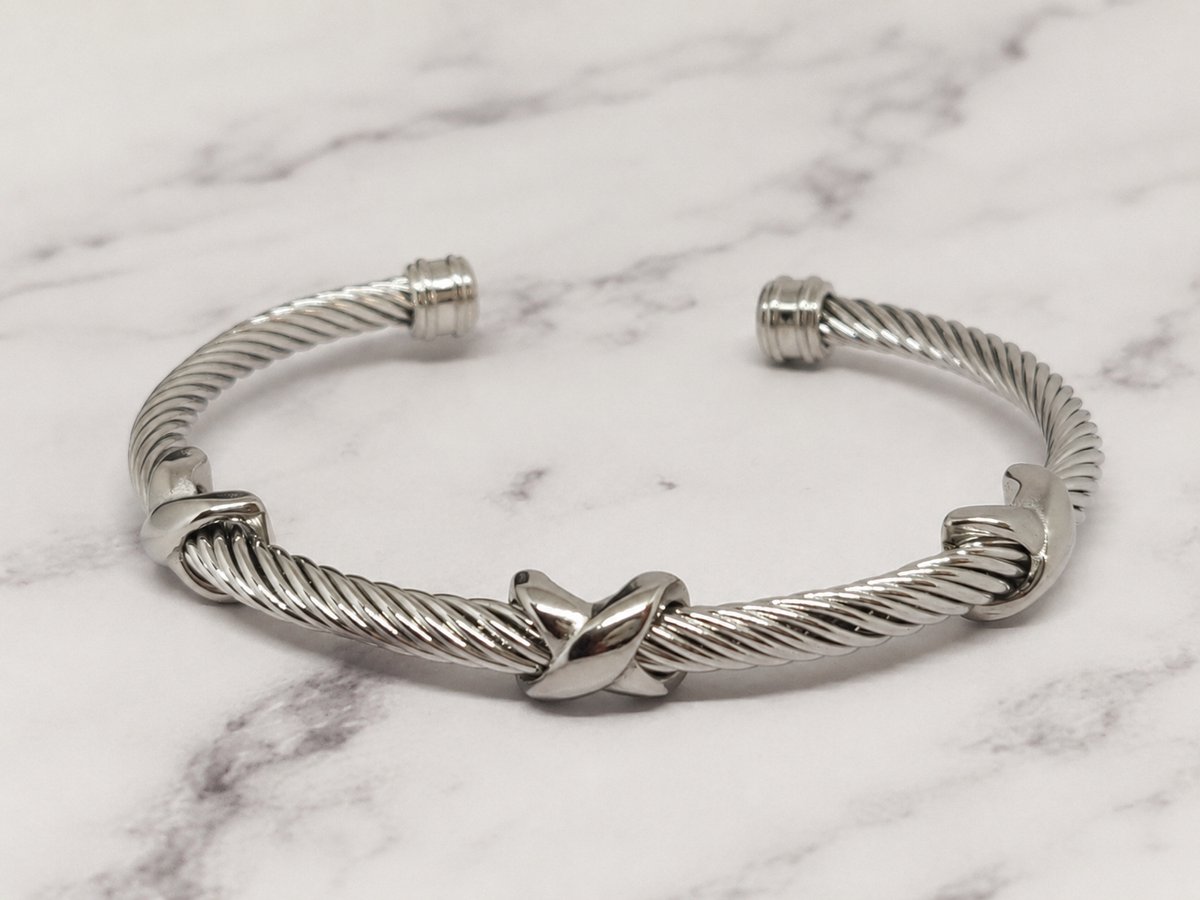 Mei's Muse Infinity Bangle - Armband - 316L RVS - Zilver - Polsmaat 15,5 t/m 18 cm