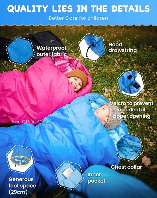 Mummieslaapzak - Kampeerslaapzak - Kamperen en outdoor - Drie tot vier seizoenen - 165 cm lengte - Blauw van Merkloos — afbeelding 2